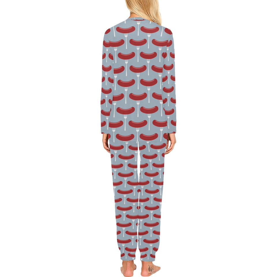 Sausage Pattern Print Design 02 Women's All Over Print Pajama Set