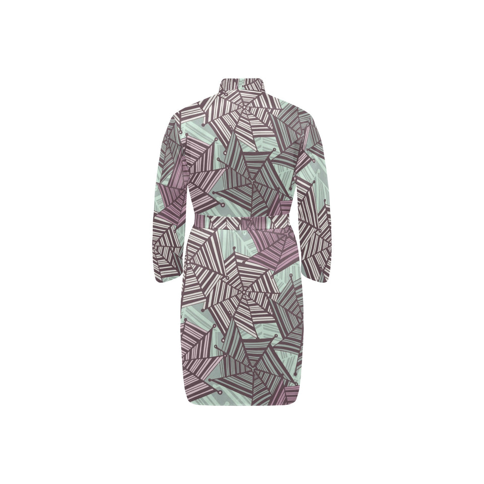 Spider web cobweb design color pattern Men's Long Sleeve Belted Night Robe
