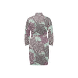 Spider web cobweb design color pattern Men's Long Sleeve Belted Night Robe