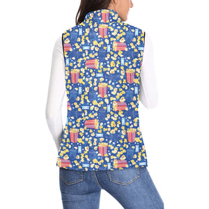 Popcorn Pattern Print Design 01 Women's Padded Vest
