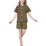 Snake skin pattern Kids' Boys' Girls' V-Neck Short Pajama Set
