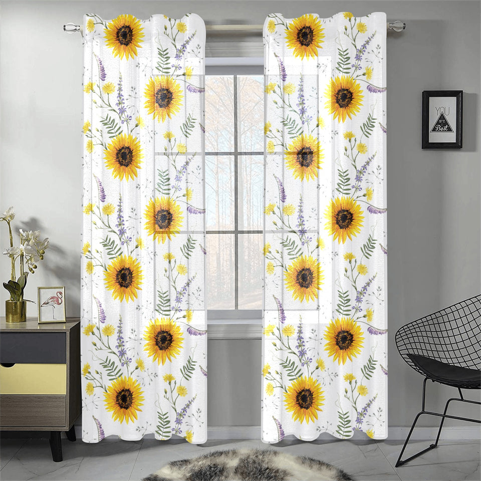 beautiful sunflowers pattern Gauze Curtain