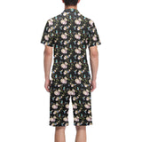Hummingbird Pattern Print Design 03 Men's V-Neck Short Pajama Set