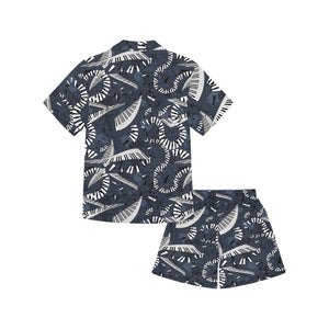 Piano Pattern Print Design 02 Kids' Boys' Girls' V-Neck Short Pajama Set