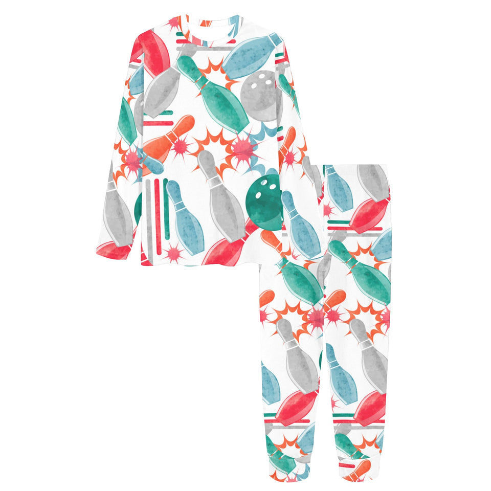 Watercolor bowling pattern Women's All Over Print Pajama Set