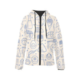 Cute sushi icon pattern Women's Padded Hooded Jacket