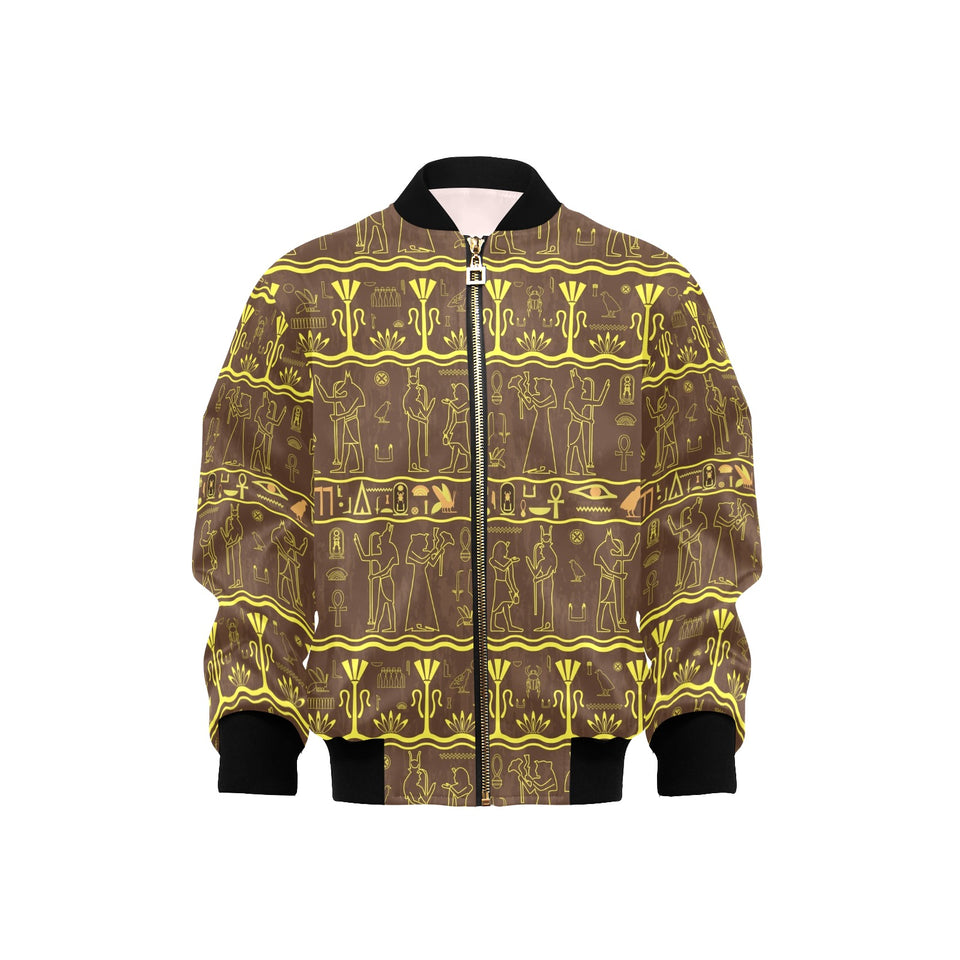 Egypt Hieroglyphics Pattern Print Design 03 Kids' Boys' Girls' Bomber Jacket