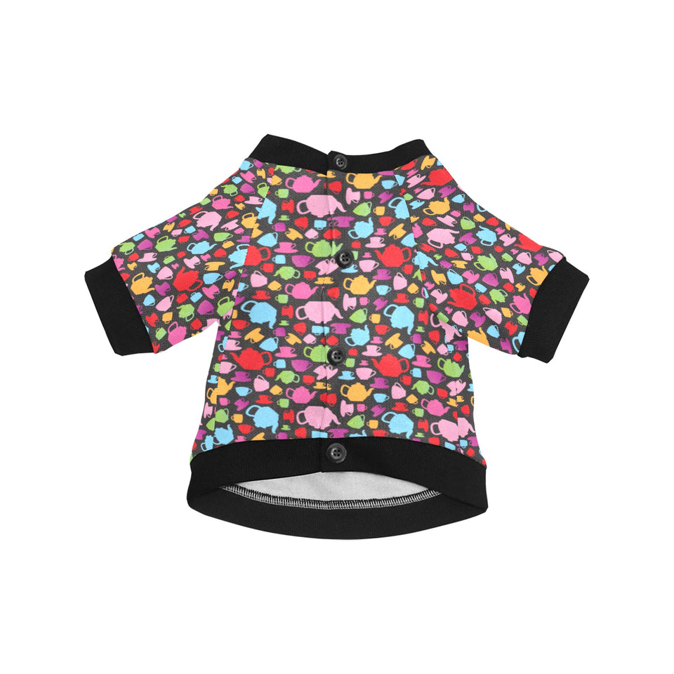 Tea pots Pattern Print Design 01 All Over Print Pet Dog Round Neck Fuzzy Shirt