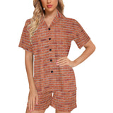 Brick Printed Pattern Print Design 03 Women's V-Neck Short Pajama Set