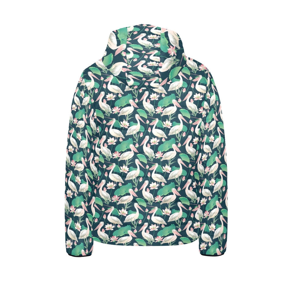 Pelican Pattern Print Design 03 Kids' Boys' Girls' Padded Hooded Jacket