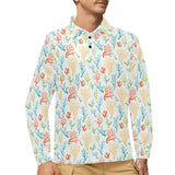 Coral Reef Pattern Print Design 02 Men's Long Sleeve Polo Shirt