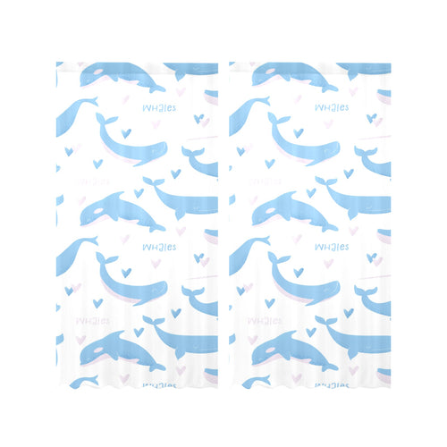 Blue whale pattern Gauze Curtain