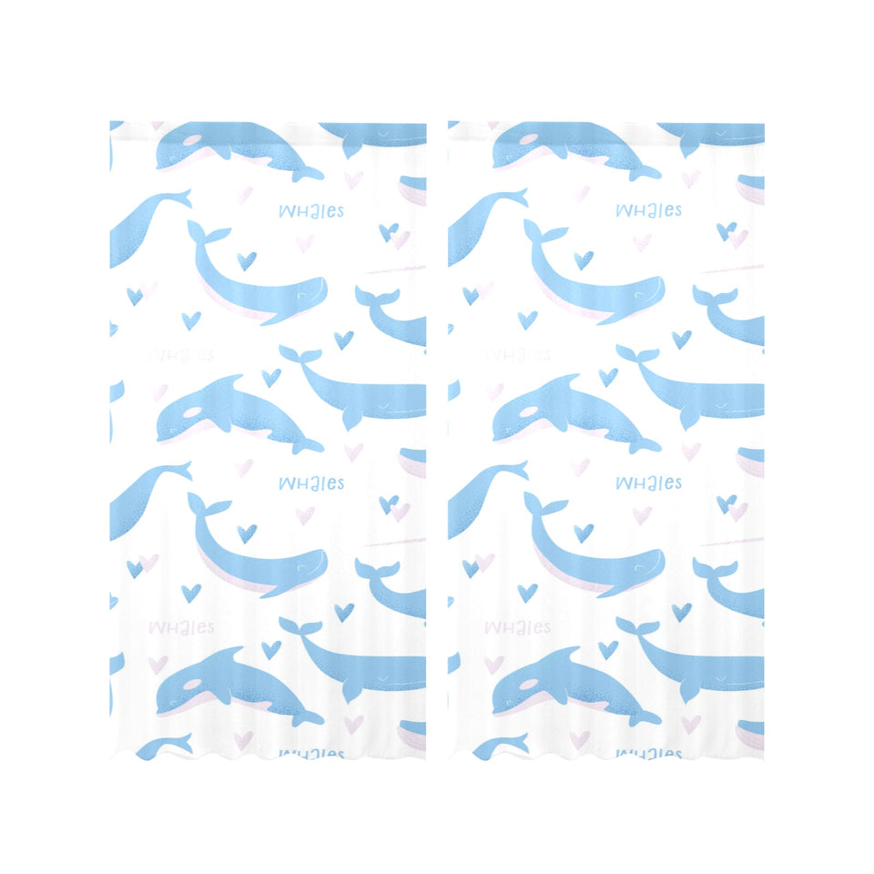 Blue whale pattern Gauze Curtain
