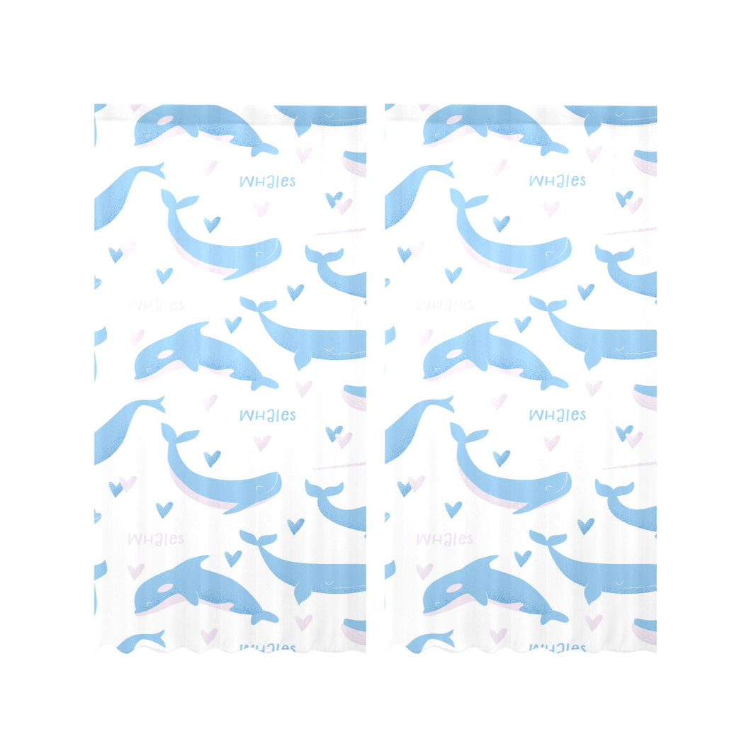 Blue whale pattern Gauze Curtain