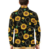 sunflower golden polygonal shapes Men's Long Sleeve Polo Shirt