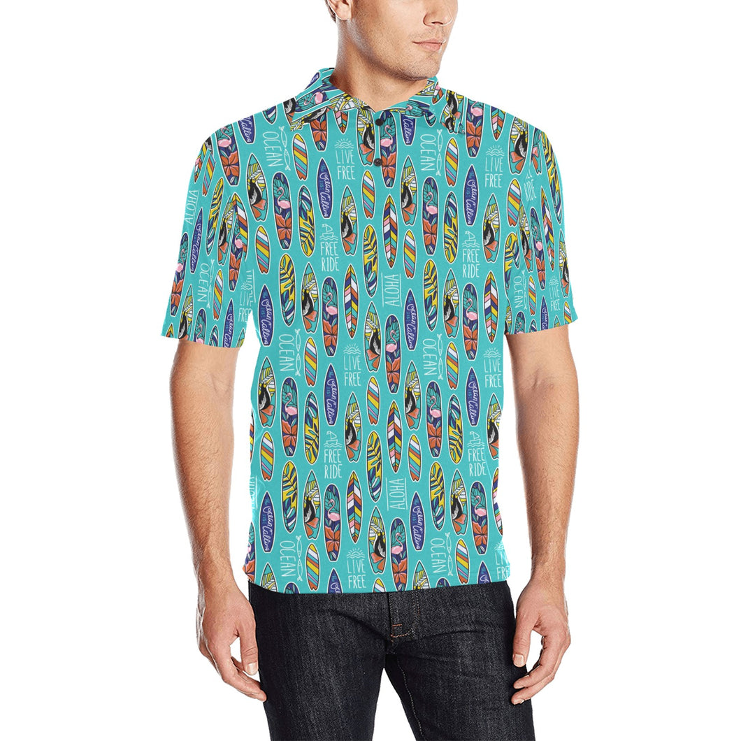 Surfboard Pattern Print Design 05 Men's All Over Print Polo Shirt