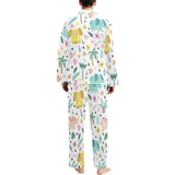 Cute elephants palm tree flower butterfly pattern Men's Long Pajama Set
