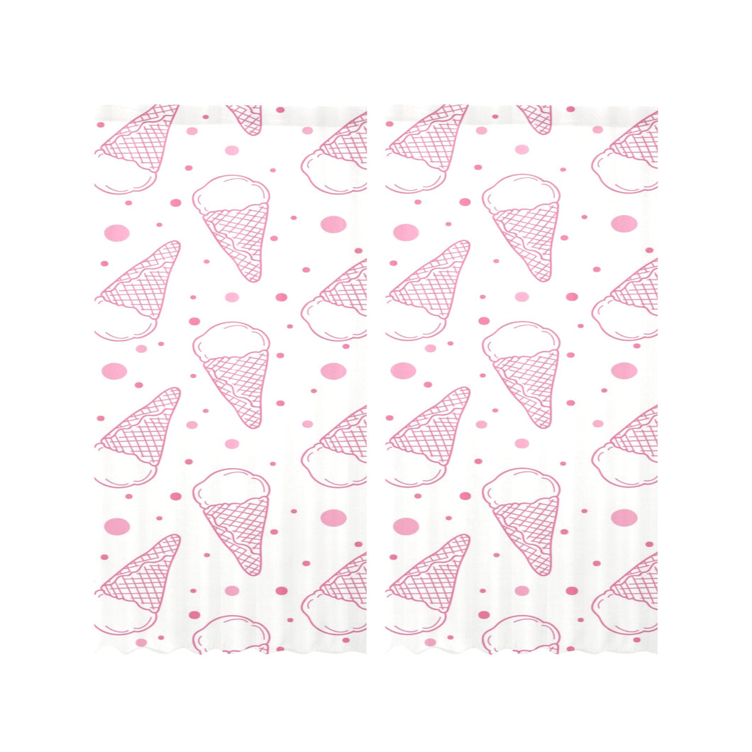 Hand drawn ice cream pattern Gauze Curtain