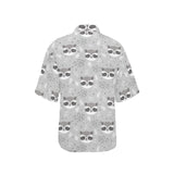 Cute raccoons leaves dot Women's All Over Print Hawaiian Shirt