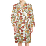 Red tulips and daffodils pattern Men's Long Sleeve Belted Night Robe