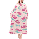 Cute little mermaid pattern Blanket Robe with Sleeves