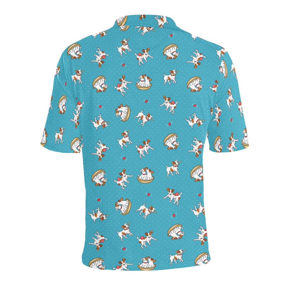Jack Russel Pattern Print Design 03 Men's All Over Print Polo Shirt