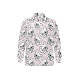 Cute french bulldog pattern Men's Long Sleeve Polo Shirt