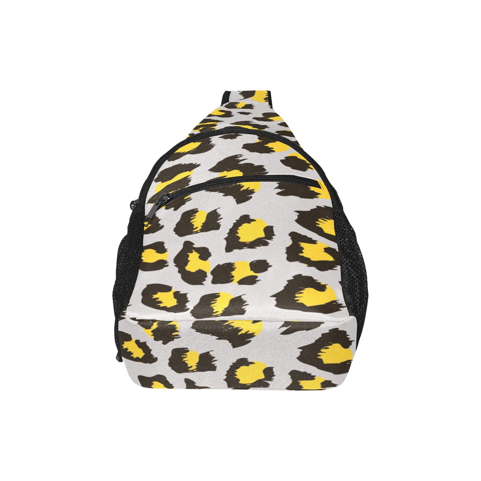 Gray Leopard print pattern All Over Print Chest Bag