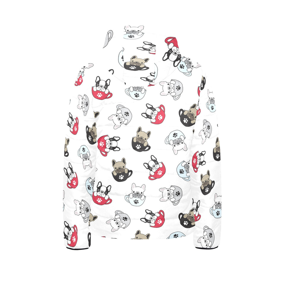 French bulldog cup paw pattern Kids' Boys' Girls' Padded Hooded Jacket