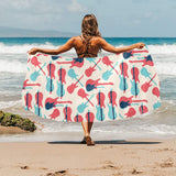 Red Blue guitar pattern Beach Towel