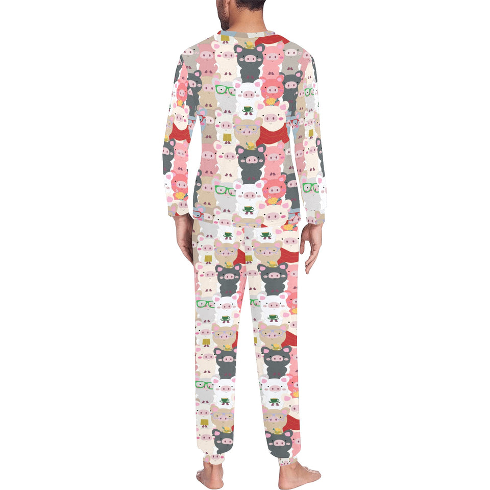 Pig Pattern Print Design 02 Men's All Over Print Pajama