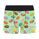 Colorful donut pattern green background Men's All Over Print Boxer Briefs Men's Underwear