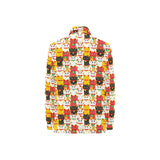 Colorful Maneki neko cat pattern Women's Long Sleeve Polo Shirt