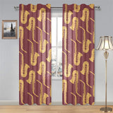 Hand drawn gold saxophone red background Gauze Curtain
