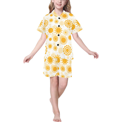 Sun design pattern Kids' Boys' Girls' V-Neck Short Pajama Set