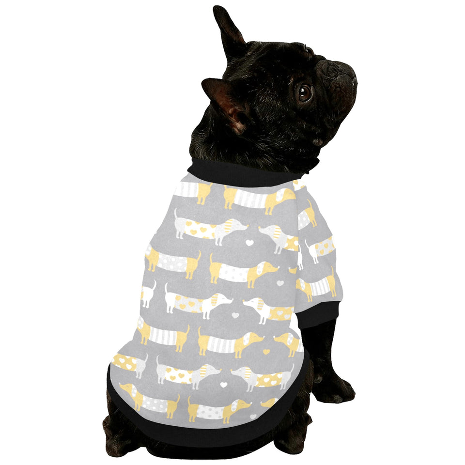 Cute dachshund dog pattern All Over Print Pet Dog Round Neck Fuzzy Shirt