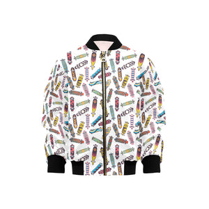 Skate Board Pattern Print Design 05 Kids' Boys' Girls' Bomber Jacket