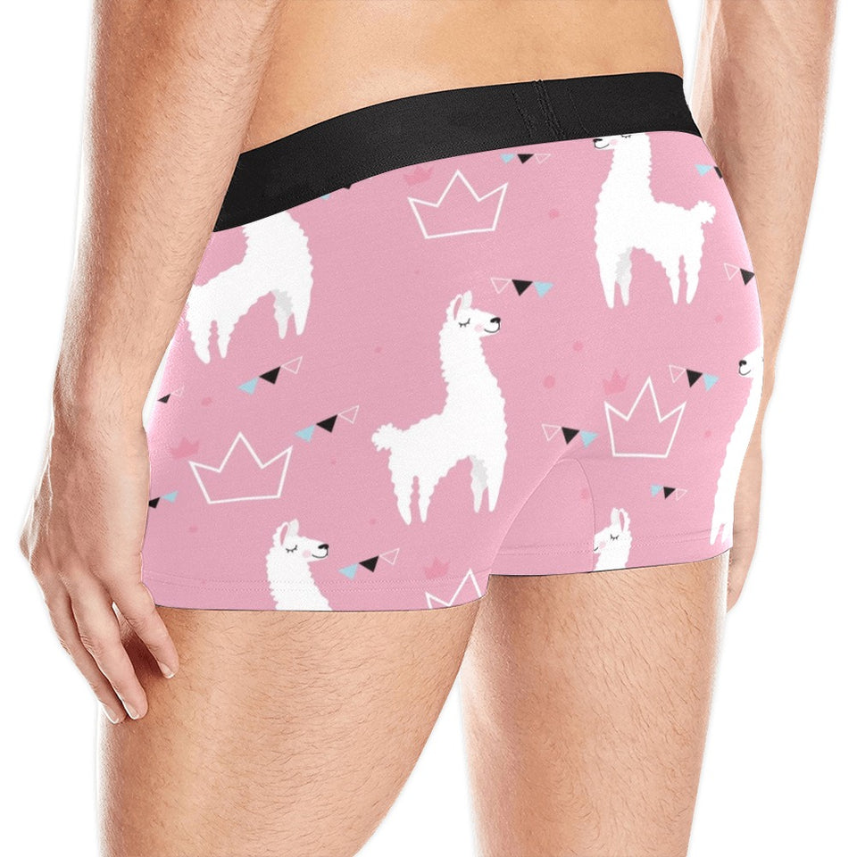 Llama Alpaca pink background Men's All Over Print Boxer Briefs Men's Underwear