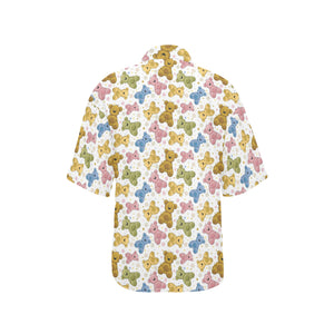 Teddy Bear Pattern Print Design 01 Women's All Over Print Hawaiian Shirt