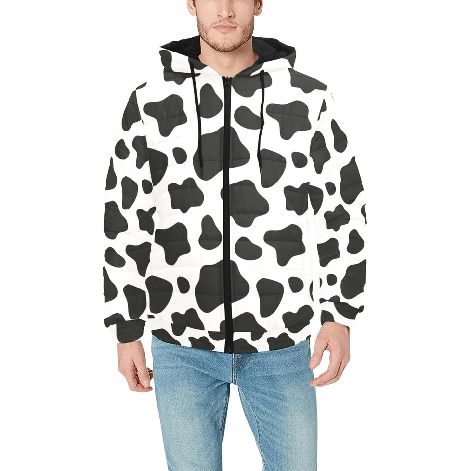 Cow skin pattern Men's Padded Hooded Jacket
