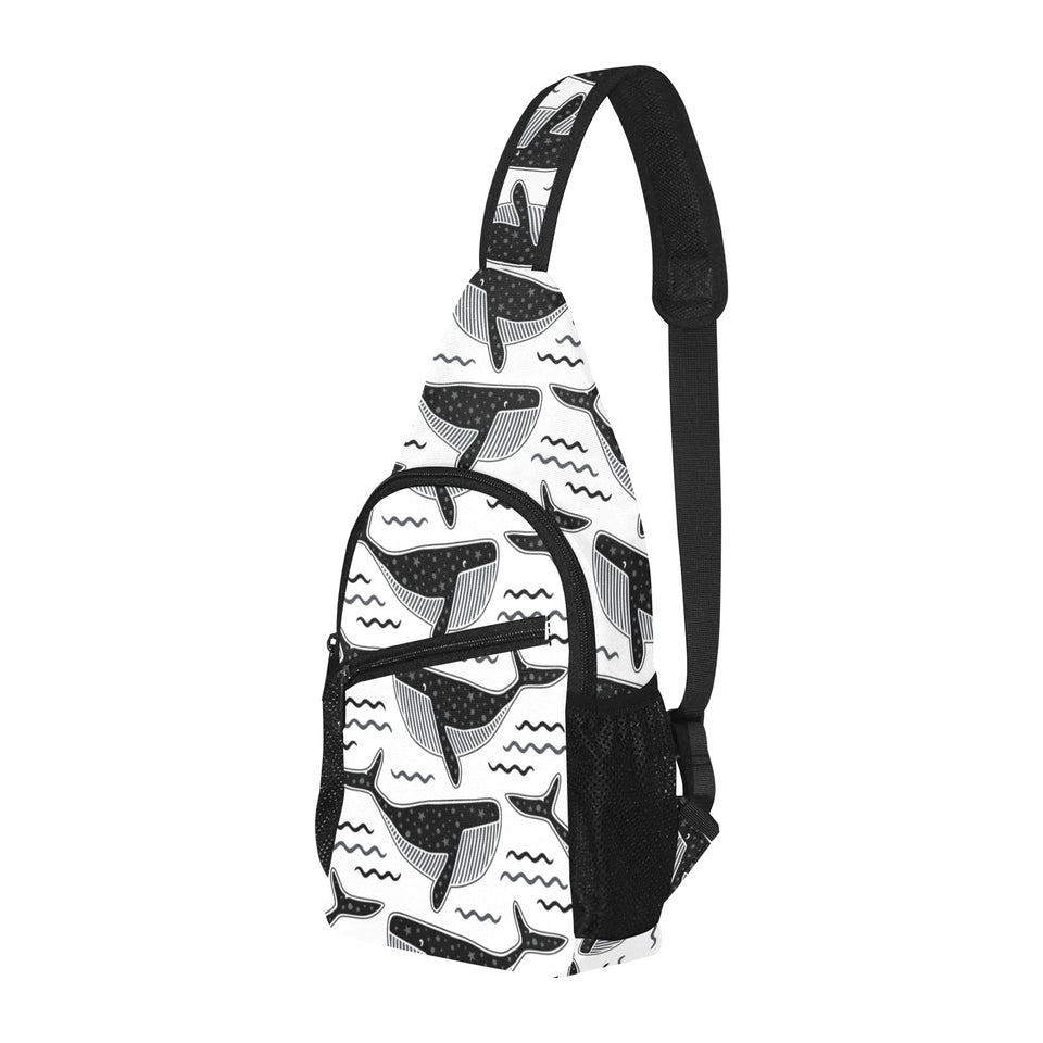 Black whale pattern All Over Print Chest Bag