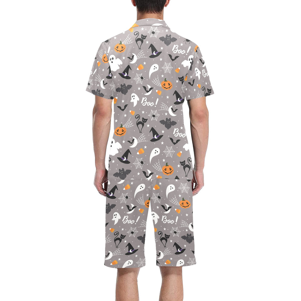 Halloween design pattern Men's V-Neck Short Pajama Set
