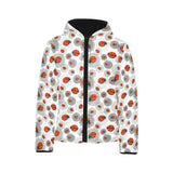 Ladybug Pattern Print Design 05 Kids' Boys' Girls' Padded Hooded Jacket