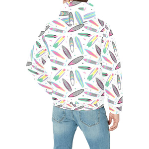 Surfboard Pattern Print Design 04 Men's Padded Hooded Jacket