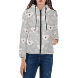 Cute koala leaves pattern Women's Padded Hooded Jacket
