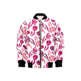 pink sketch tulip pattern Kids' Boys' Girls' Bomber Jacket