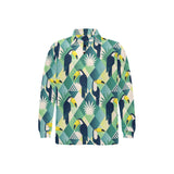 Toucan tropical leaves design pattern Men's Long Sleeve Polo Shirt