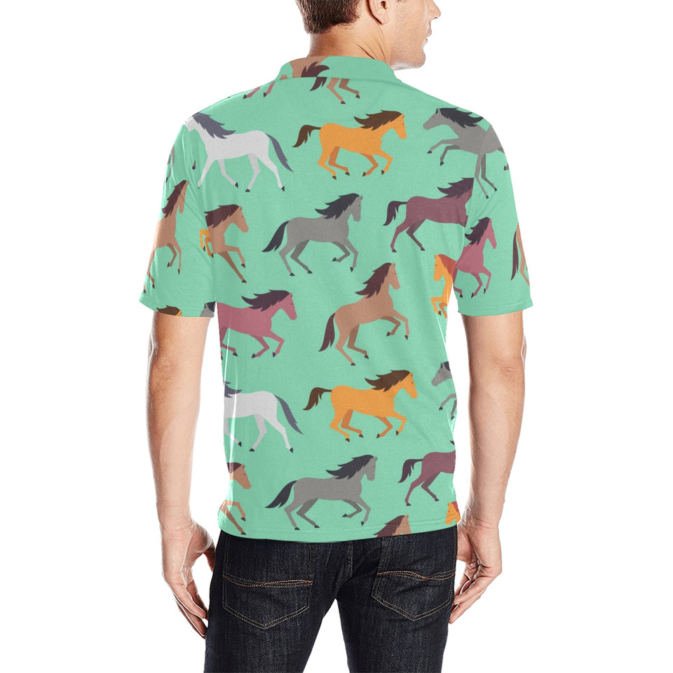 Colorful horses pattern Men's All Over Print Polo Shirt