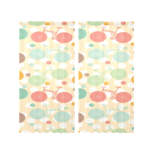 Bicycle Pattern Print Design 01 Gauze Curtain