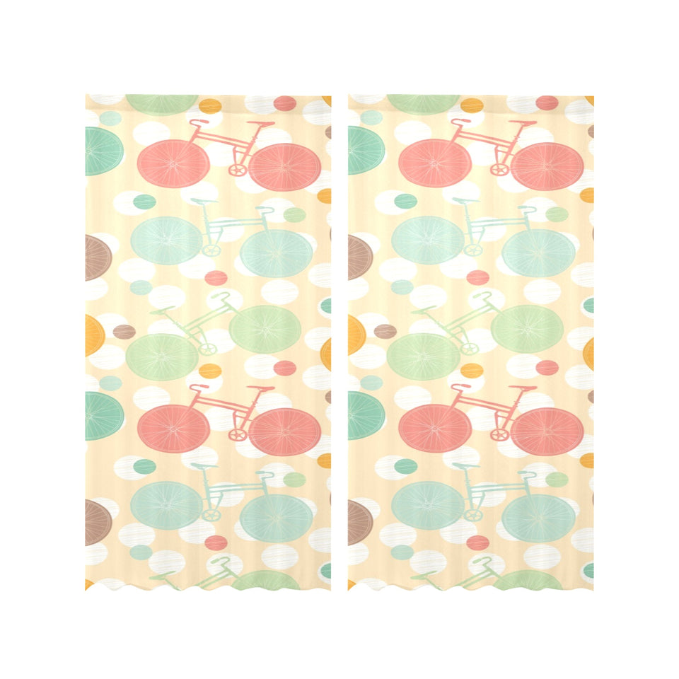 Bicycle Pattern Print Design 01 Gauze Curtain